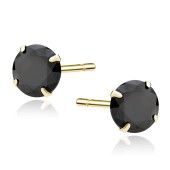 Cercei argint placati cu aur galben cu piatra neagra 7mm DiAmanti 1CO7EG_B-DIA